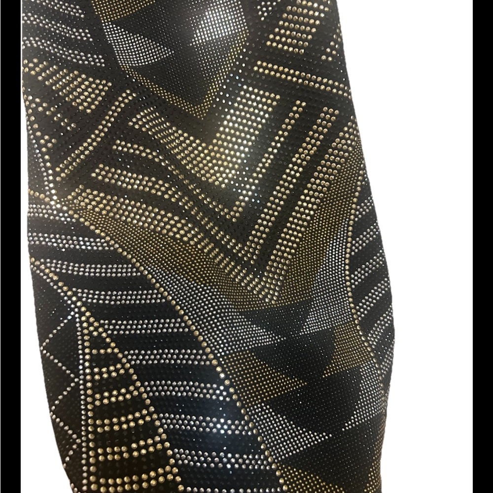 Crystal Doll Strapless Dress -Black, Silver and Gold Studded/ Geometric Size S - Picture 5 of 7